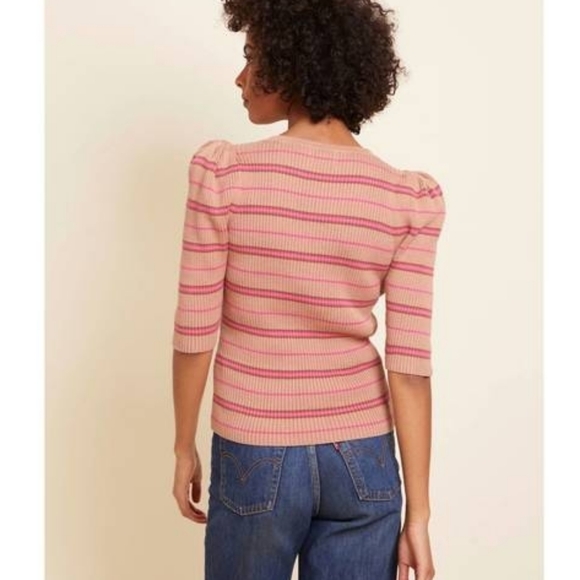 Nation LTD Ribbed Crew Neck Sweater - Pink and Tan Small New - Picture 6 of 8